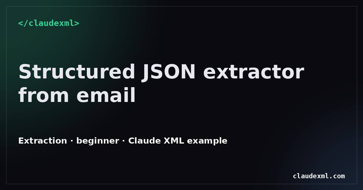 Structured JSON extractor from email — Claude XML example